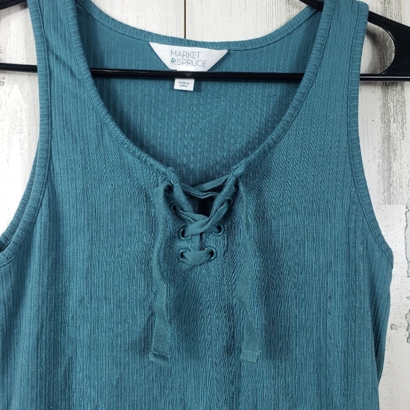 3/$15 market and spruce blue shoe lace tank top women's size medium - Picture 2 of 8